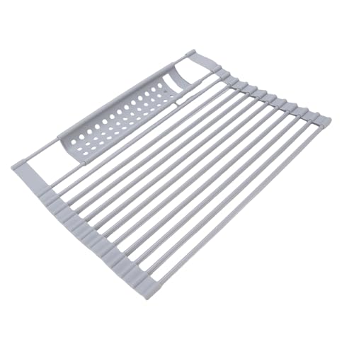 BAFOVY Schale Trockenständer, Effiziente Wasserentwässerung, Modernes und Elegantes Design, Platzsparende und Tragbare, Edelstahl-Silikon-Küchenspüle Abfluss für Zähler, Kaffeetische (L) von BAFOVY