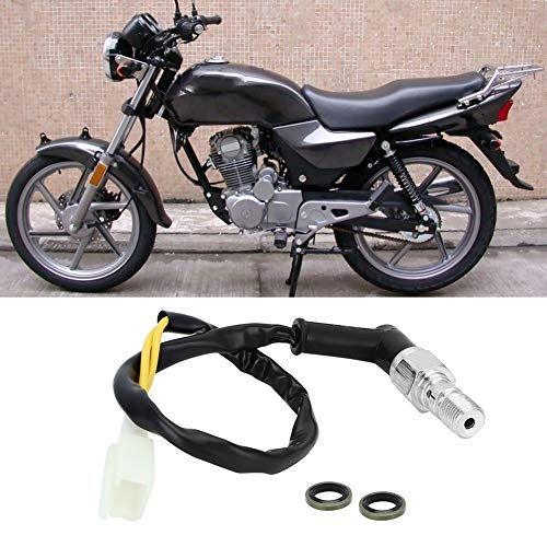 BAFOVY Universal Ölschlauchhydraulikpumpenmotorradbremsbremsschalter Verbesserte Leistung Aluminium Kunststoffhydraulikbremssystem mit 2-poligen Stecker für die Meisten Motorrädertypen (Gebogener von BAFOVY