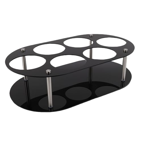 BAFOVY Wasserflaschen-Organizer Becherhalter 6-Flaschen Ablage für Küchenarbeitsplatte mit Stabilem Acryl-Design für Tassen Weinetiketten Bis zu 9,5 Cm Durchmesser (BLACK) von BAFOVY