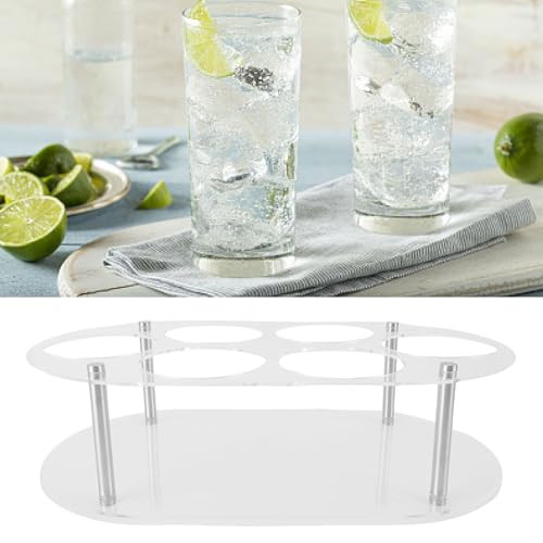 BAFOVY Wasserflaschen-Organizer Becherhalter 6-Flaschen Ablage für Küchenarbeitsplatte mit Stabilem Acryl-Design für Tassen Weinetiketten Bis zu 9,5 Cm Durchmesser (Transparent) von BAFOVY