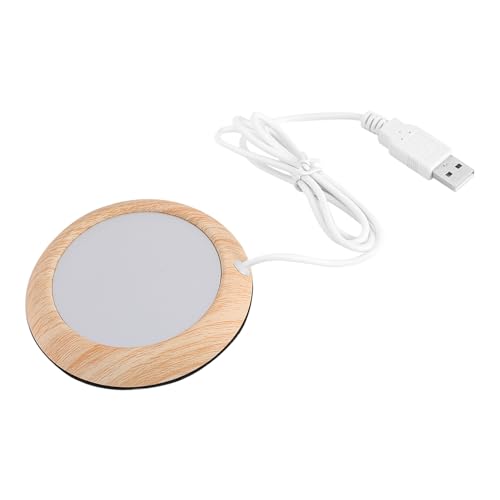 Kaffeetassewärmerteller, USB -Holz Getreide Tasse Wärmer Getränke Mattenpolster Becher Heizung Universalkompatibilität, Getränke in Heim oder Büro Warm Halten (helle Walnussmaserung) von BAFOVY