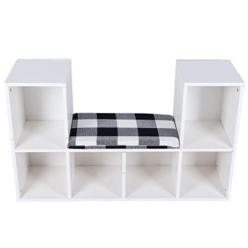 Komfortabler Leseraum Multifunktionales Design Easy Assembly Modernes Speicherbuch für Bücher, Spielzeug, Dekorationen mit Einem Leseort mit Einem Komfortablen Kissen (White) von BAFOVY