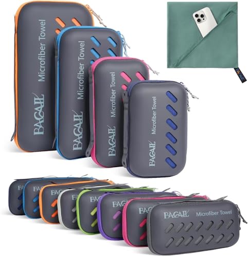BAGAIL Mikrofaser Handtuch - Kompakt, Ultra Leicht, Schnelltrocknend - Microfaser Handtücher mit Atmungsaktive Eva Box - Perfekte Sporthandtuch, Strandhandtuch, Reisehandtuch und Badehandtücher von BAGAIL Basics