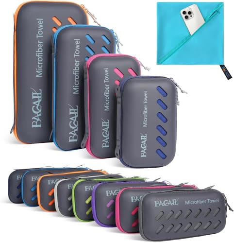 BAGAIL Mikrofaser Handtuch - Kompakt, Ultra Leicht, Schnelltrocknend - Microfaser Handtücher mit Atmungsaktive Eva Box - Perfekte Sporthandtuch, Strandhandtuch, Reisehandtuch und Badehandtücher von BAGAIL Basics