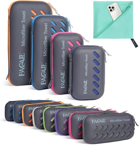 BAGAIL Mikrofaser Handtuch - Kompakt, Ultra Leicht, Schnelltrocknend - Microfaser Handtücher mit Atmungsaktive Eva Box - Perfekte Sporthandtuch, Strandhandtuch, Reisehandtuch und Badehandtücher von BAGAIL Basics