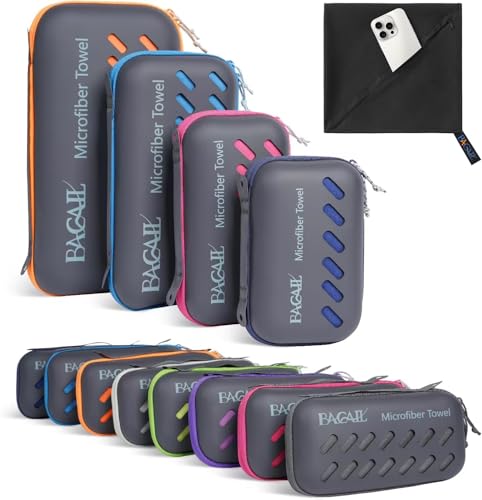 BAGAIL Mikrofaser Handtuch - Kompakt, Ultra Leicht, Schnelltrocknend - Microfaser Handtücher mit Atmungsaktive Eva Box - Perfekte Sporthandtuch, Strandhandtuch, Reisehandtuch und Badehandtücher von BAGAIL Basics