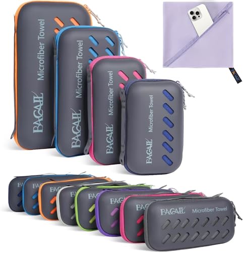 BAGAIL Mikrofaser Handtuch - Kompakt, Ultra Leicht, Schnelltrocknend - Microfaser Handtücher mit Atmungsaktive Eva Box - Perfekte Sporthandtuch, Strandhandtuch, Reisehandtuch und Badehandtücher von BAGAIL Basics