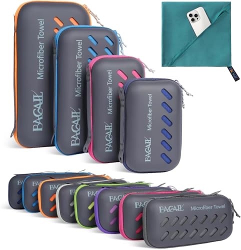 BAGAIL Mikrofaser Handtuch - Kompakt, Ultra Leicht, Schnelltrocknend - Microfaser Handtücher mit Atmungsaktive Eva Box - Perfekte Sporthandtuch, Strandhandtuch, Reisehandtuch und Badehandtücher von BAGAIL Basics