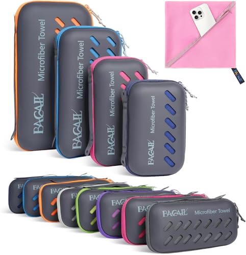 BAGAIL Mikrofaser Handtuch - Kompakt, Ultra Leicht, Schnelltrocknend - Microfaser Handtücher mit Atmungsaktive Eva Box - Perfekte Sporthandtuch, Strandhandtuch, Reisehandtuch und Badehandtücher von BAGAIL Basics