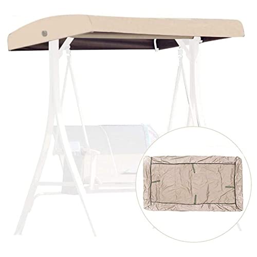 BAGASI Ersatz Baldachin für Swing Seat 3 Sitzer, Outdoor Garten & Terrasse Ersatz Baldachin Swing Seat Hängematte Abdeckung Wasserdicht UV Resistant Swing Canopy Top Cover,Beige,191x120x18/23cm von BAGASI