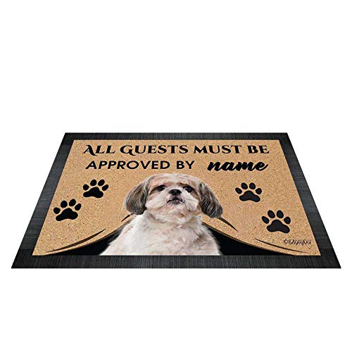 BAGEYOU All Guests Must be Approved Outdoor Doormat with My Love Dog Shih Tzu Welcome Floor Mat Custom Name 27.5" x 17.7" von BAGEYOU