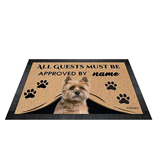 BAGEYOU All Guests Must be Approved Outdoor Doormat with My Love Dog Cairn Terrier Welcome Floor Mat Custom Name 27.5" x 17.7" von BAGEYOU