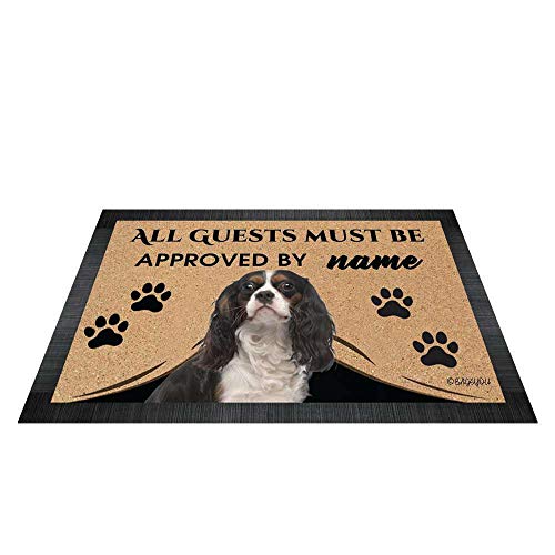 BAGEYOU All Guests Must be Approved Outdoor Doormat with My Love Dog Cavalier King Charles Spaniel Welcome Floor Mat Custom Name 35.4" x 23.6" von BAGEYOU