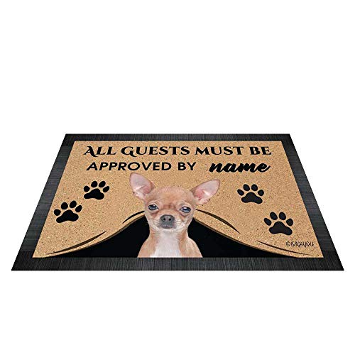 BAGEYOU All Guests Must be Approved Outdoor Doormat with My Love Dog Chihuahua Welcome Floor Mat Custom Name 23.6" X 15.7" von BAGEYOU