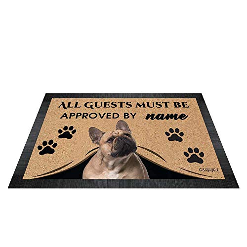 BAGEYOU All Guests Must be Approved Outdoor Doormat with My Love Dog French Bulldog Welcome Floor Mat Custom Name 27.5" x 17.7" von BAGEYOU