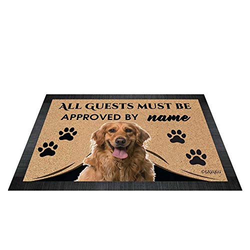 BAGEYOU All Guests Must be Approved Outdoor Doormat with My Love Dog Golden Retriever Welcome Floor Mat Custom Name 23.6" X 15.7" von BAGEYOU