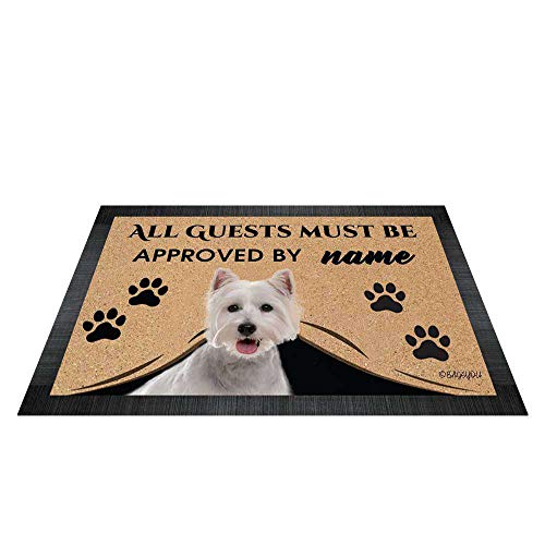 BAGEYOU All Guests Must be Approved Outdoor Doormat with My Love Dog Westie Welcome Floor Mat Custom Name 23.6" X 15.7" von BAGEYOU
