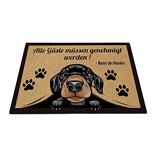 BAGEYOU Benutzerdefinierte Fußmatte mit Meinem Liebeshund Dackel Hund Alle Gäste müssen genehmigt Werden Bodenmatte 60 x 40 cm von BAGEYOU