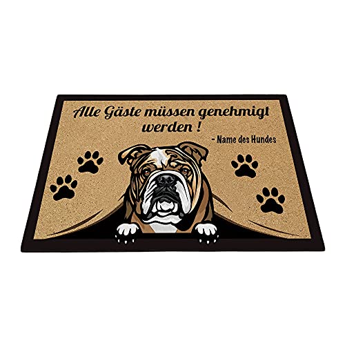 BAGEYOU Benutzerdefinierte Fußmatte mit Meinem Liebeshund Englische Bulldogge Alle Gäste müssen genehmigt Werden Bodenmatte 70 x 45 cm von BAGEYOU