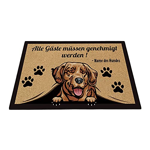 BAGEYOU Benutzerdefinierte Fußmatte mit Meinem Liebeshund Golden Retriever Hund Alle Gäste müssen genehmigt Werden Bodenmatte 90 x 60 cm von BAGEYOU