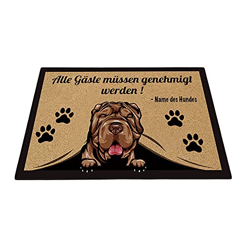 BAGEYOU Benutzerdefinierte Fußmatte mit Meinem Liebeshund Shar Pei Hund Alle Gäste müssen genehmigt Werden Bodenmatte 60 x 40 cm von BAGEYOU