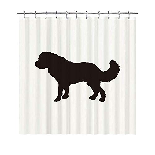 BAGEYOU Duschvorhang mit Hunde-Silhouetten, Bernhardiner, wasserdicht, Polyester, 183 x 203 cm, mit 12 Haken von BAGEYOU