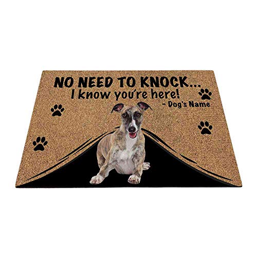 BAGEYOU Fußmatte mit Aufschrift "My Love Dog Whippet Dog Welcome", personalisierbar, 59,9 x 39,9 cm von BAGEYOU