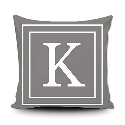 BAGEYOU Grauer Kissenbezug mit weißem Buchstabe K und Streifen des englischen Alphabet-Anfangsdekorationsquadrats Kissenschutz für Bettsofa Couch 40 x 40 cm, doppelseitiger Druck BAGEYOU Grauer Kissenbezug mit weißem Buchstabe K und Streifen des englischen Alphabet-Anfangsdekorationsquadrats Kissenschutz für Bettsofa Couch 40 x 40 cm, doppelseitiger Druck von BAGEYOU