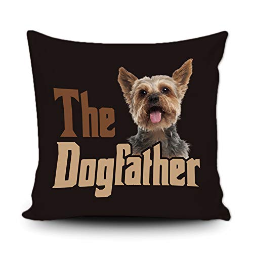 BAGEYOU Kissenbezug für Hundevater, Yorkshire Terrier, Yorkie DogDecor, quadratisch, Überwurfkissenbezug für Couch, Sofa, 45,7 x 45,7 cm, doppelseitig von BAGEYOU