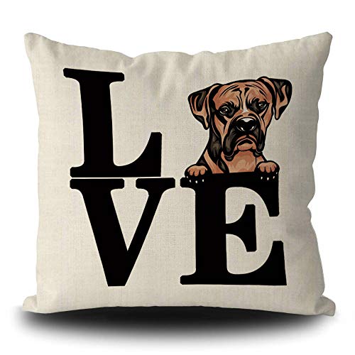 BAGEYOU Kissenbezug mit Hundemotiv, niedlicher Boxer-Motiv, dekorativ, für Sofa, Couch, 45,7 x 45,7 cm, Leinen-Kissenbezug, doppelseitiger Druck von BAGEYOU
