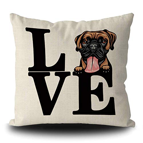 BAGEYOU Kissenbezug mit Hundemotiv, niedlicher Boxer-Motiv, dekorativ, für Sofa, Couch, 50,8 x 50,8 cm, Leinen-Kissenbezug, doppelseitiger Druck von BAGEYOU