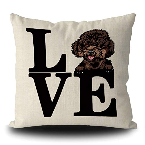 BAGEYOU Kissenbezug mit Hundemotiv, niedlicher Pudel, für Sofa, Couch, 45,7 x 45,7 cm, doppelseitiger Druck von BAGEYOU