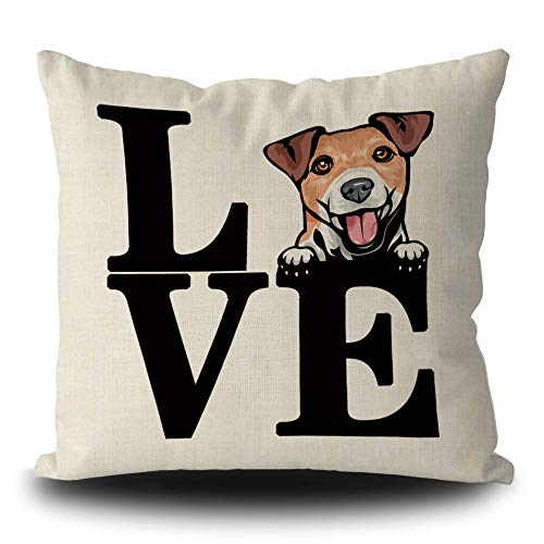 BAGEYOU Kissenbezug mit Hundemotiv, süßer Jack Russell Terrier, dekorativer Überwurf für Sofa, Couch, 45,7 x 45,7 cm, doppelseitiger Druck von BAGEYOU
