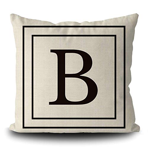 BAGEYOU Leinen Kissenbezug mit Black Letter Monogramm B und Streifen Englisch Alphabet Initial Decorative Square Kissenschutz für Sofa Couch 40 x 40 cm, doppelseitiger Druck BAGEYOU Leinen Kissenbezug mit Black Letter Monogramm B und Streifen Englisch Alphabet Initial Decorative Square Kissenschutz für Sofa Couch 40 x 40 cm, doppelseitiger Druck von BAGEYOU