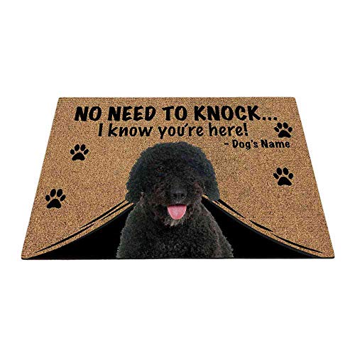 BAGEYOU Personalisierbare Fußmatte mit Aufschrift "My Love Dog", spanischer Wasserhund, Fußmatte mit Aufschrift "Not Need to Knock I Know You're Here", 60 x 40 cm von BAGEYOU