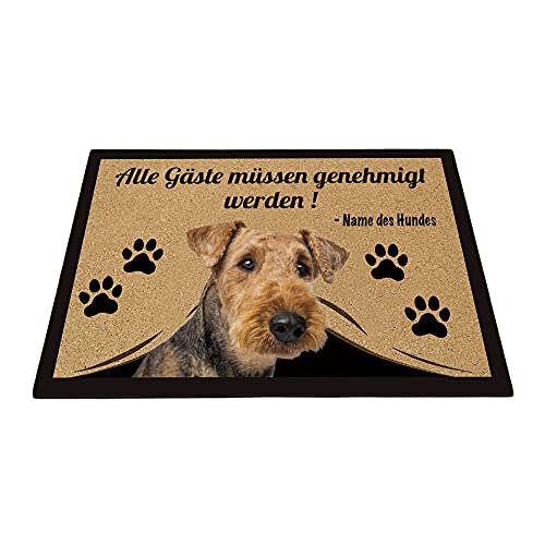 BAGEYOU Personalisierte Fußmatte mit Meinem Liebeshund Airedale Alle Gäste Müssen Genehmigt Werden Bodenmatte 70 x 45 cm von BAGEYOU