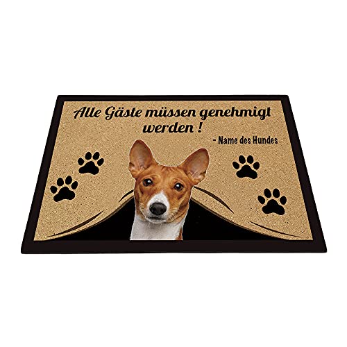 BAGEYOU Personalisierte Fußmatte mit Meinem Liebeshund Basenji Alle Gäste Müssen Genehmigt Werden Bodenmatte 60 x 40 cm von BAGEYOU