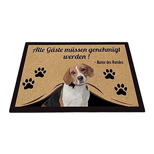 BAGEYOU Personalisierte Fußmatte mit Meinem Liebeshund Beagle Alle Gäste Müssen Genehmigt Werden Bodenmatte 90 x 60 cm von BAGEYOU