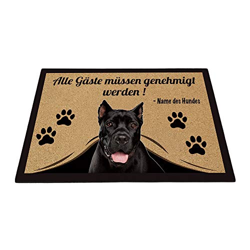 BAGEYOU Personalisierte Fußmatte mit Meinem Liebeshund Cane Corso Alle Gäste Müssen Genehmigt Werden Bodenmatte 60 x 40 cm von BAGEYOU