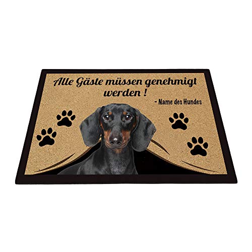BAGEYOU Personalisierte Fußmatte mit Meinem Liebeshund Dackel Alle Gäste Müssen Genehmigt Werden Bodenmatte 70 x 45 cm von BAGEYOU