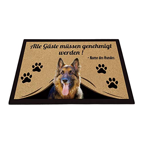 BAGEYOU Personalisierte Fußmatte mit Meinem Liebeshund Deutscher Schäferhund Alle Gäste Müssen Genehmigt Werden Bodenmatte 60 x 40 cm von BAGEYOU