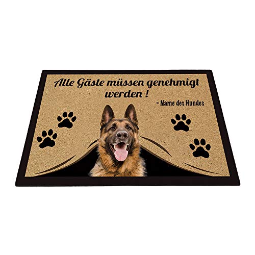 BAGEYOU Personalisierte Fußmatte mit Meinem Liebeshund Deutscher Schäferhund Alle Gäste Müssen Genehmigt Werden Bodenmatte 60 x 40 cm von BAGEYOU