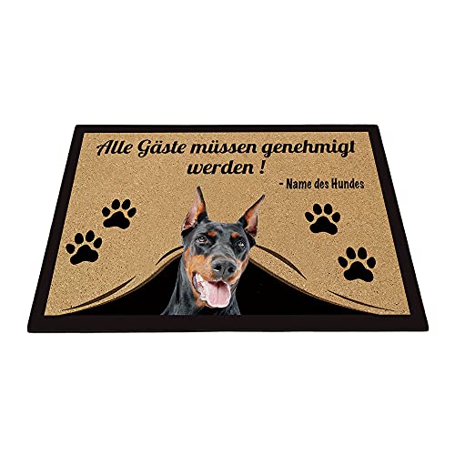 BAGEYOU Personalisierte Fußmatte mit Meinem Liebeshund Dobermann Alle Gäste Müssen Genehmigt Werden Bodenmatte 70 x 45 cm von BAGEYOU
