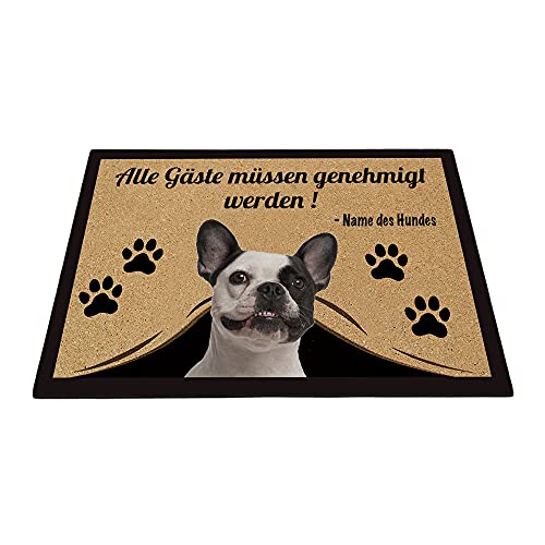 BAGEYOU Personalisierte Fußmatte mit Meinem Liebeshund Französische Bulldogge Alle Gäste Müssen Genehmigt Werden Bodenmatte 70 x 45 cm von BAGEYOU