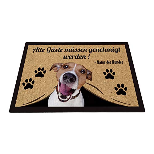 BAGEYOU Personalisierte Fußmatte mit Meinem Liebeshund Jack Russell Terrier Alle Gäste Müssen Genehmigt Werden Bodenmatte 60 x 40 cm von BAGEYOU