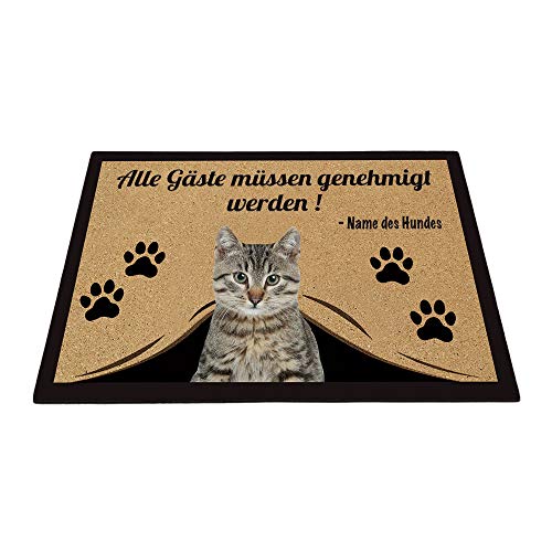 BAGEYOU Personalisierte Fußmatte mit Meinem Liebeshund Katze Alle Gäste Müssen Genehmigt Werden Bodenmatte 60 x 40 cm von BAGEYOU
