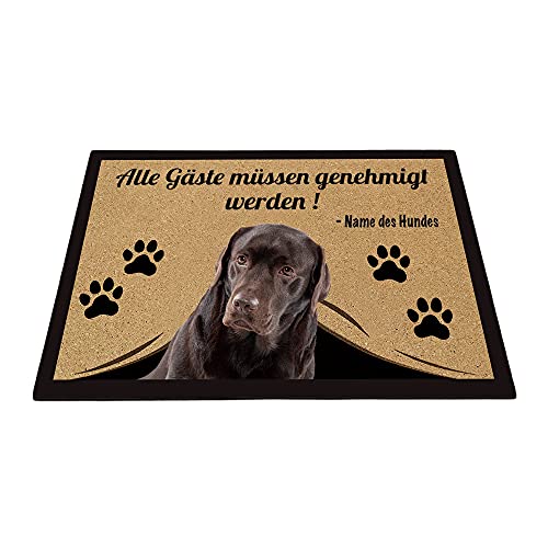 BAGEYOU Personalisierte Fußmatte mit Meinem Liebeshund Labrador Alle Gäste Müssen Genehmigt Werden Bodenmatte 90 x 60 cm von BAGEYOU