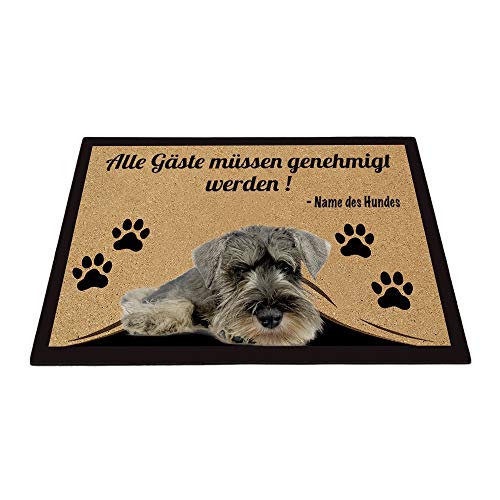 BAGEYOU Personalisierte Fußmatte mit Meinem Liebeshund Schnauzer Alle Gäste Müssen Genehmigt Werden Bodenmatte 70 x 45 cm von BAGEYOU