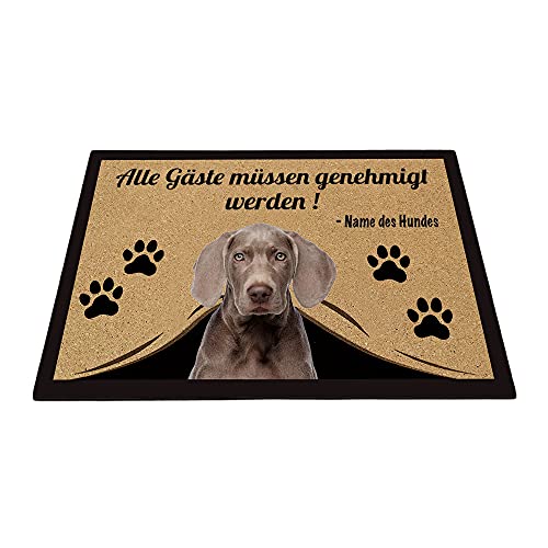 BAGEYOU Personalisierte Fußmatte mit Meinem Liebeshund Weimaraner Alle Gäste Müssen Genehmigt Werden Bodenmatte 90 x 60 cm von BAGEYOU