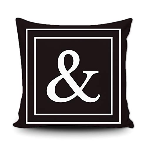 BAGEYOU Schwarzer Kissenbezug mit weißem Symbol & Streifen Dekorativer quadratischer Schutz für Schlafsofa Couch 45 x 45 cm, doppelseitiger Druck von BAGEYOU